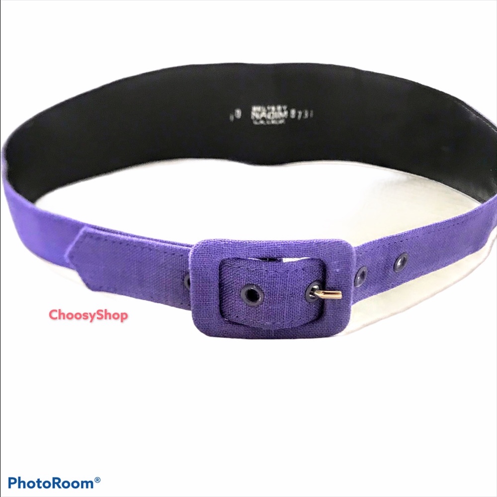 Belts by Nadim Purple Fabric Wide Narrow Belt